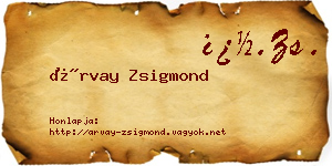 Árvay Zsigmond névjegykártya