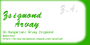 zsigmond arvay business card